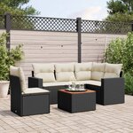 vidaXL Salon de jardin 6 Pièces avec coussins noir résine tressée