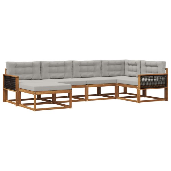 vidaXL Ensemble de canapés d'extérieur 6 pc Naturel et Gris clair
