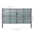 vidaXL Portail simple de clôture Noir 300x225 cm