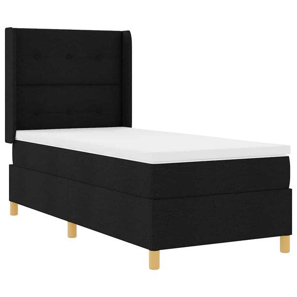 vidaXL Lit à ressorts avec bandes LED Noir 90 x 200 cm tissu
