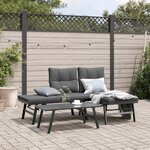 vidaXL Ensemble de bancs de jardin avec coussins 3 Pièces noir