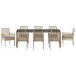 vidaXL Ensemble de salle à manger pour jardin 9 Pièces Beige Poly rotin