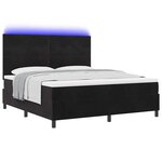 vidaXL Lit à ressort LED avec matelas Noir 180 x 200 cm Velours