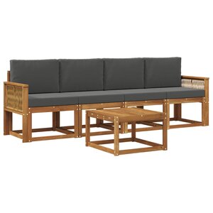 vidaXL Ensemble de canapés d'extérieur 5 pc Naturel et Anthracite