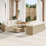 Ensemble de Sofa de Jardin vidaXL 11 Pièces avec Coussins Beige Poly Rattan Acacia
