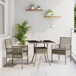 vidaXL Ensemble de salle à manger de jardin 3 pièces en poly rattan gris
