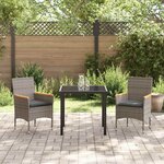 vidaXL Ensemble de salle à manger pour jardin 3 Pièces Gris Poly rotin