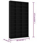 vidaXL Armoire à CD Noir 102x16x177 5 cm Bois d'ingénierie