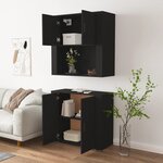 vidaXL Buffet haut Noir Bois d'ingénierie
