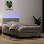 vidaXL Sommier à lattes de lit et matelas et LED gris clair 90x210 cm velours