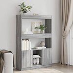 vidaXL Buffet haut sonoma gris 92x33x140 cm bois d'ingénierie