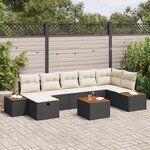 vidaXL Ensemble de Canapé de Jardin 8 Pièces avec Coussins Noir Poly Rattan