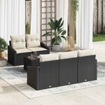 vidaXL Ensemble de canapé de jardin 6 Pièces Noir  Crème 55 x 55 x 37 cm