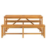 vidaXL Ensemble de salle à manger pour jardin 3 Pièces Marron