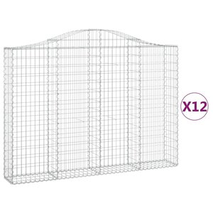 vidaXL Paniers à gabions arqués 12 Pièces 200x30x140/160 cm Fer galvanisé