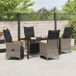 vidaXL Ensemble de salle à manger pour jardin 5 Pièces Gris Poly rotin