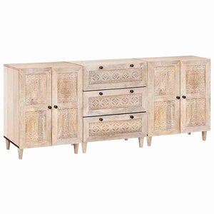 vidaXL Buffet 3 Pièces Blanc 180 x 33 5 x 75 cm bois de manguier massif