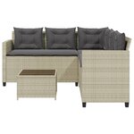 vidaXL Canapé de jardin et table et coussins en forme de L gris clair