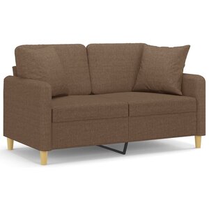 vidaXL Canapé 2 places avec oreillers décoratifs marron 120 cm tissu