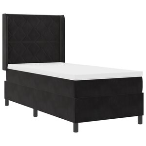 Lit Box Spring vidaXL avec Matelas & LED Noir 100x200 cm Velours