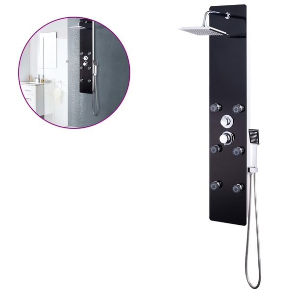 vidaXL Panneau de douche Verre 25 x 44 6 x 130 cm Noir