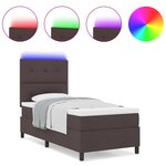 vidaXL Lit à Sommier avec Matelas & LED Marron Foncé 90x200 cm Tissu