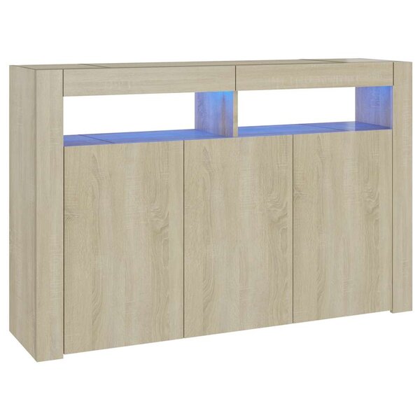 vidaXL Buffet avec lumières LED chêne sonoma 115 5x30x75 cm