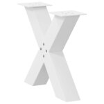 vidaXL Pieds de table basse en forme de X  2 pièces  blanc  60 x (42-43) cm  acier