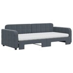 vidaXL Lit de jour avec gigogne et matelas gris foncé 90x200cm velours