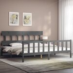 vidaXL Cadre de lit sans matelas gris 200x200 cm bois massif de pin