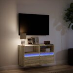 vidaXL Meuble TV mural avec lumières LED chêne sonoma 80x31x45 cm