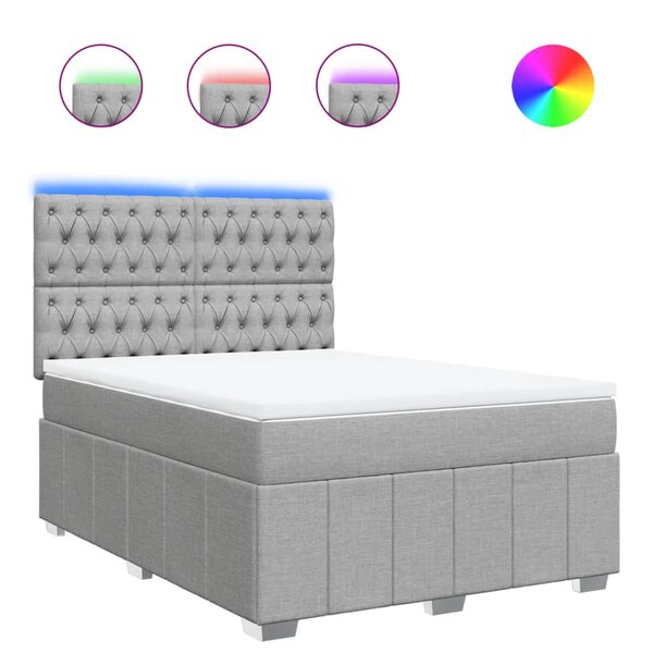 vidaXL Sommier à lattes de lit avec matelas Gris clair 160x200cm Tissu