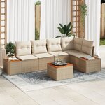 Ensemble de Canapés de Jardin vidaXL 6 Pièces avec Coussins Beige Poly Rotin Acacia