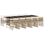 vidaXL Ensemble à manger de jardin et coussins 11 Pièces beige poly rotin