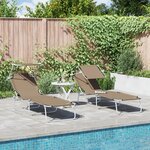 vidaXL Chaises longues pliantes 2 Pièces avec auvent en tissu Oxford 600D taupe