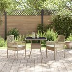 vidaXL Ensemble de salle à manger de jardin 3 pièces beige poly rotin