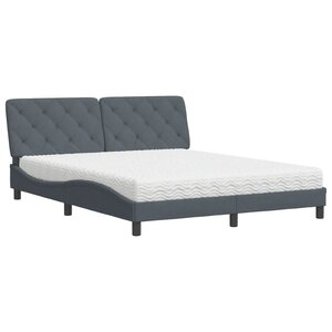 vidaXL Lit avec matelas gris foncé 160x200 cm velours