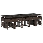 vidaXL Ensemble à manger de jardin avec coussins 15 Pièces marron rotin