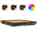 vidaXL Cadre de lit avec lumières LED chêne fumé 150x200 cm