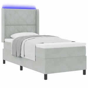 vidaXL Lit à ressorts avec matelas Gris clair 90 x 200 cm Velours