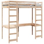 vidaXL Cadre de lit mezzanine Naturel 75 x 190 cm Pin massif