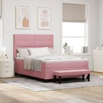 vidaXL Lit à Ressorts avec Matelas & Banc Rose 140x200 cm Velours