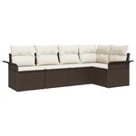 vidaXL Ensemble de canapé de jardin 5 pièces avec coussins marron en poly rotin
