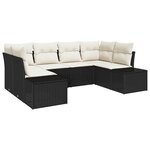 vidaXL Ensemble de canapé de jardin avec coussin 6 Pièces Noir et crème