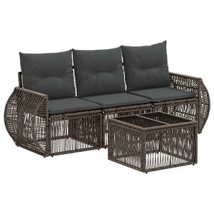 vidaXL Ensemble de canapé de jardin 4 Pièces Gris et Gris foncé polyrotin