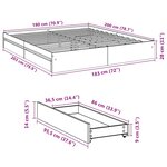 vidaXL Cadre de lit avec tiroirs sans matelas chêne fumé 180x200 cm