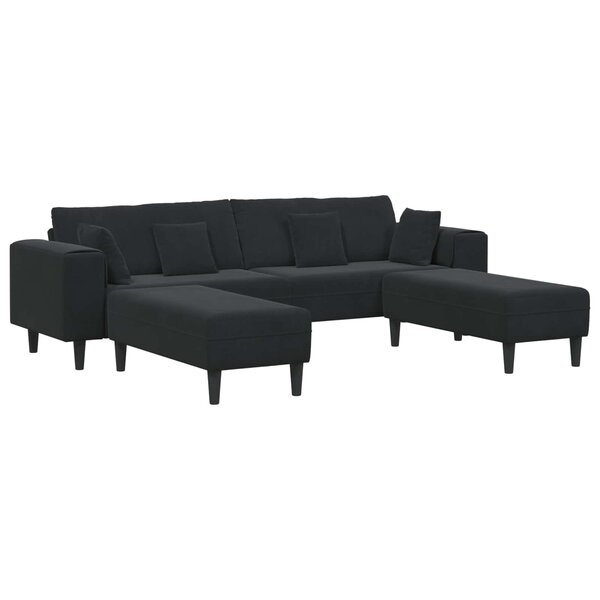 vidaXL Canapé 3 Pièces Noir 250 x 188 x 76 cm Velours
