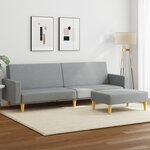 vidaXL Canapé-lit à 2 places avec repose-pied gris clair tissu