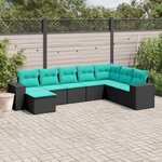 vidaXL Salon de jardin 8 Pièces avec coussins noir résine tressée