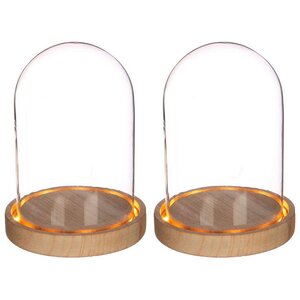 2 cloches en verre lumineuses 16 5 cm x Ø 12 5 cm